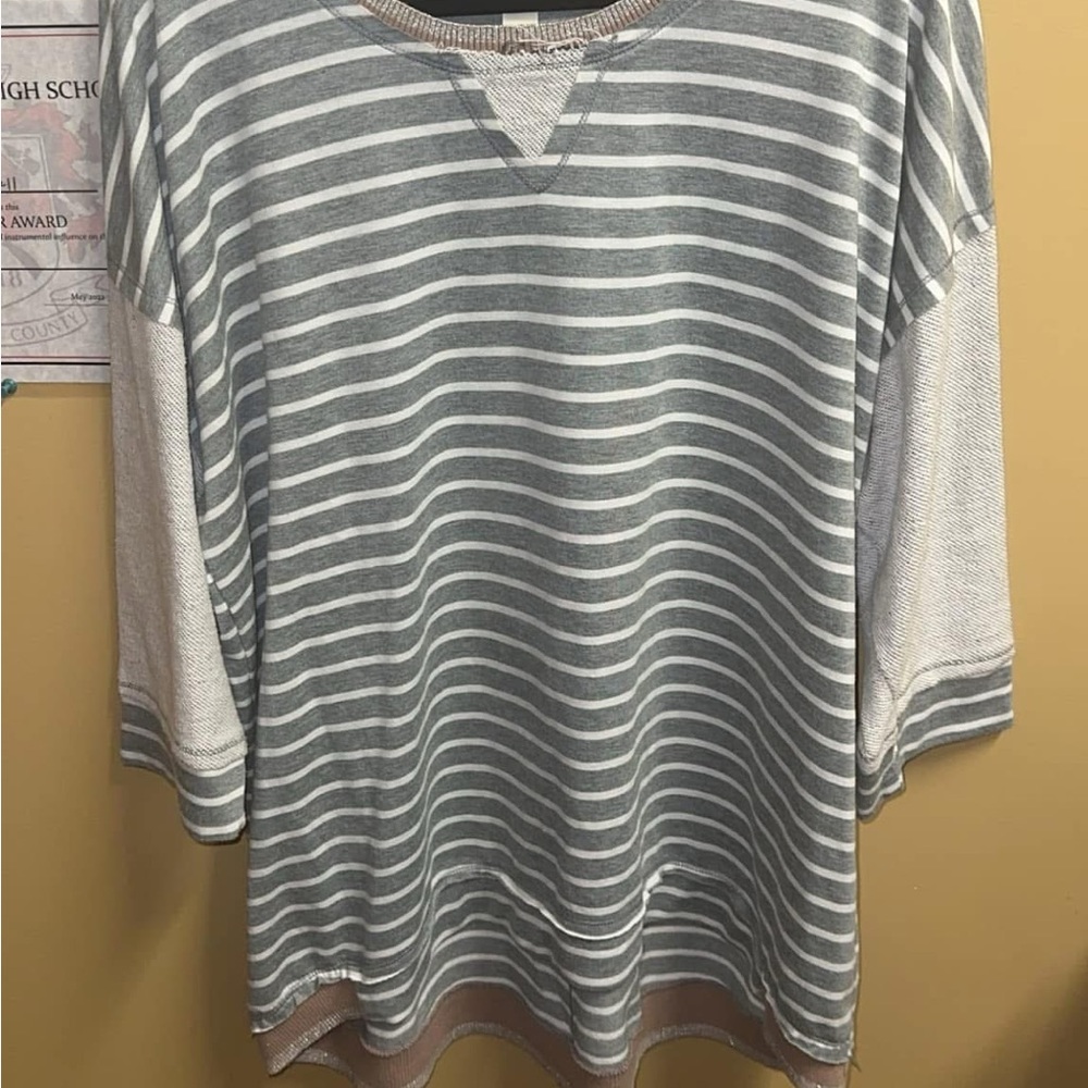 Striped Gray and Cream Top